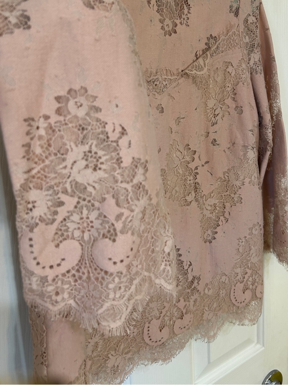 Heartloom Dusty Rose Floral Lace Illusion Neckline Top - Size S - Picture 6 of 8
